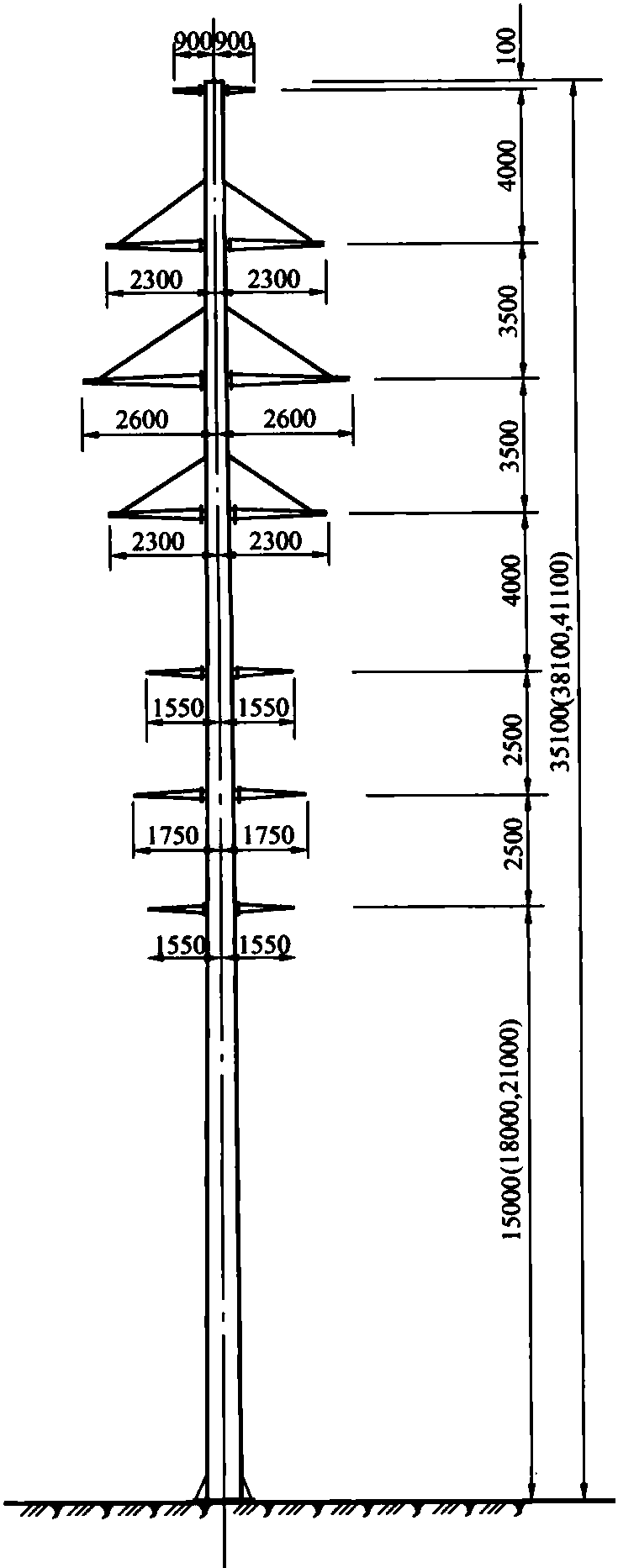 圖5-102 四回路30°轉(zhuǎn)角桿(1)